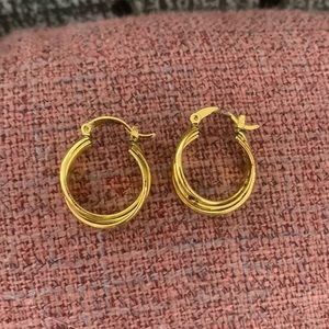 18k gold plated twisted hoops
